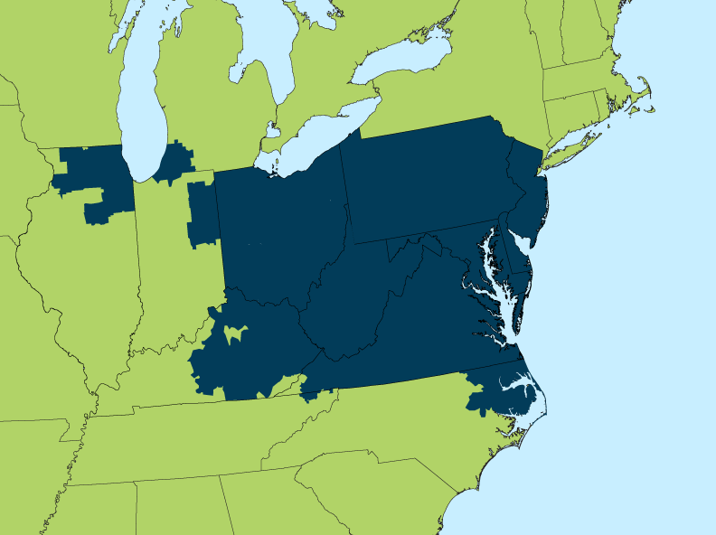 Map of PJM Territory Served